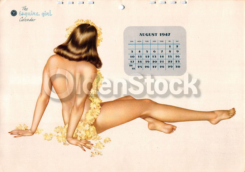 Miss August 1947 Vintage Esquire Vargas Girl Pinup Graphic Art Print