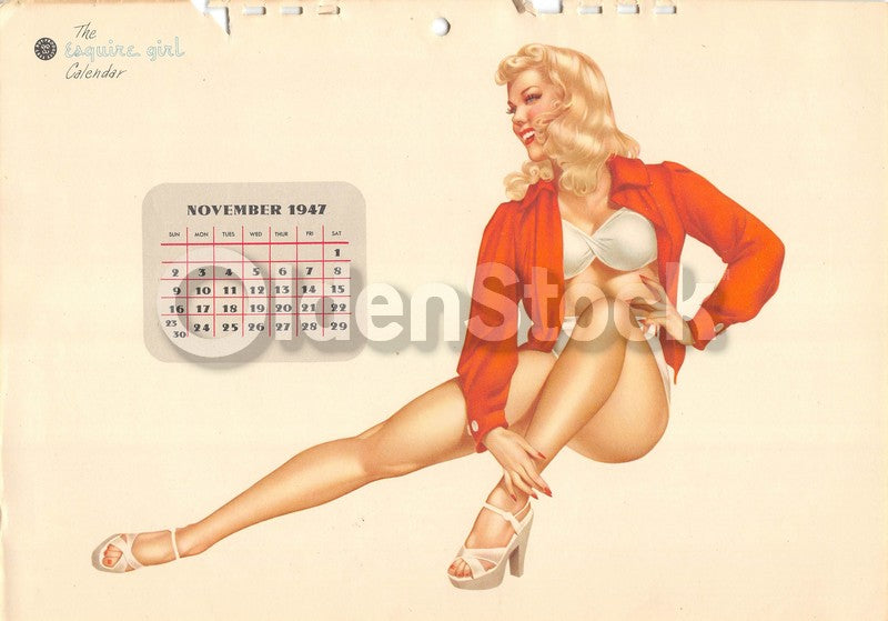 Miss November 1947 Vintage Esquire Vargas Girl Pinup Graphic Art Print