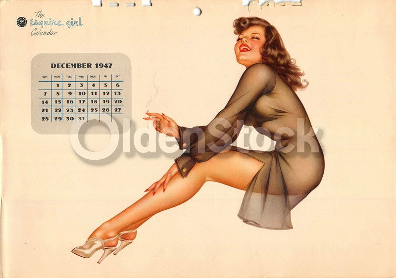 Miss December 1947 Vintage Esquire Vargas Girl Pinup Graphic Art Print