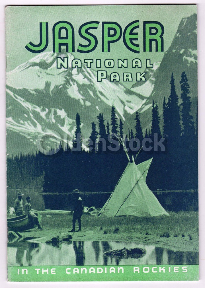 Jasper National Park Beautiful Canadian Rockies Vintage Graphic Advertising Travel Brochure