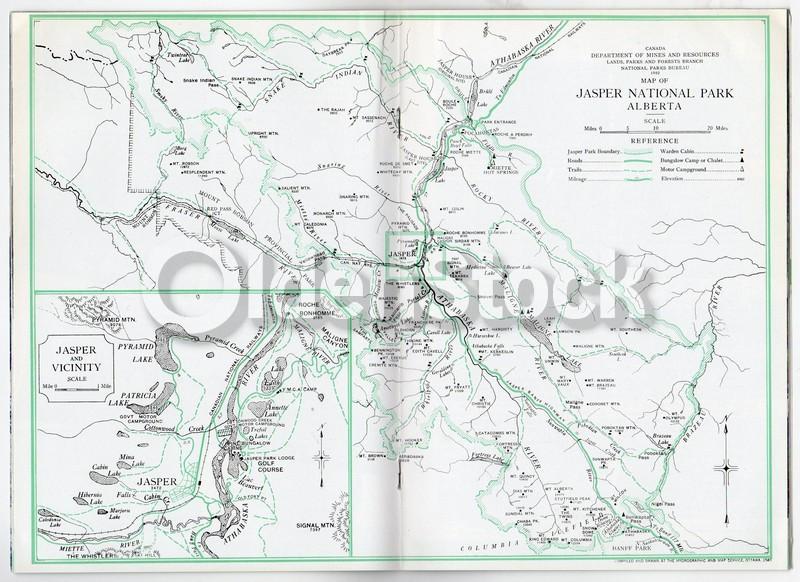 Jasper National Park Beautiful Canadian Rockies Vintage Graphic Advertising Travel Brochure