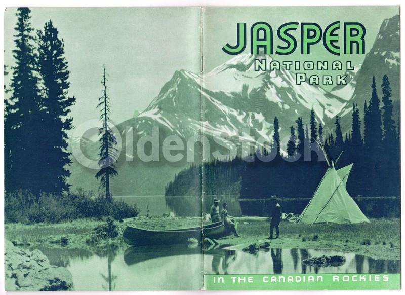 Jasper National Park Beautiful Canadian Rockies Vintage Graphic Advertising Travel Brochure