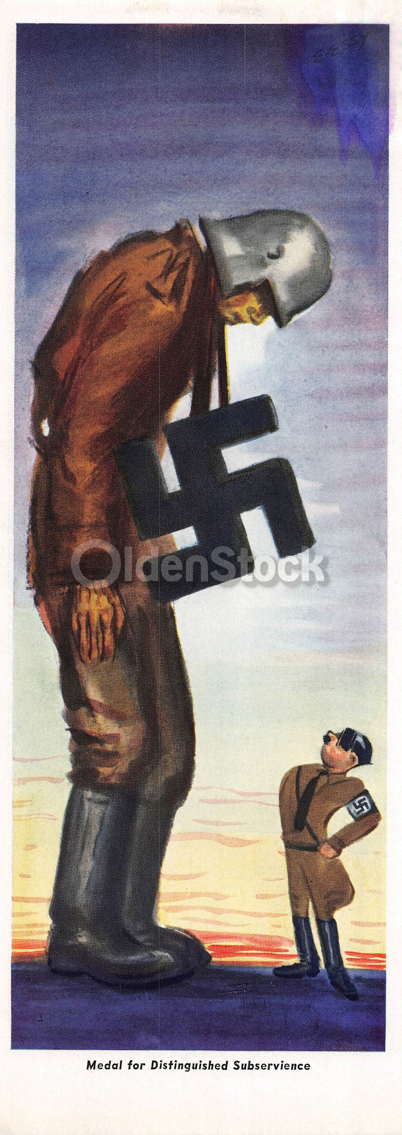 Hitler German Soldier's Shame Vintage Anti-German WWII Graphic Art Cartoon
