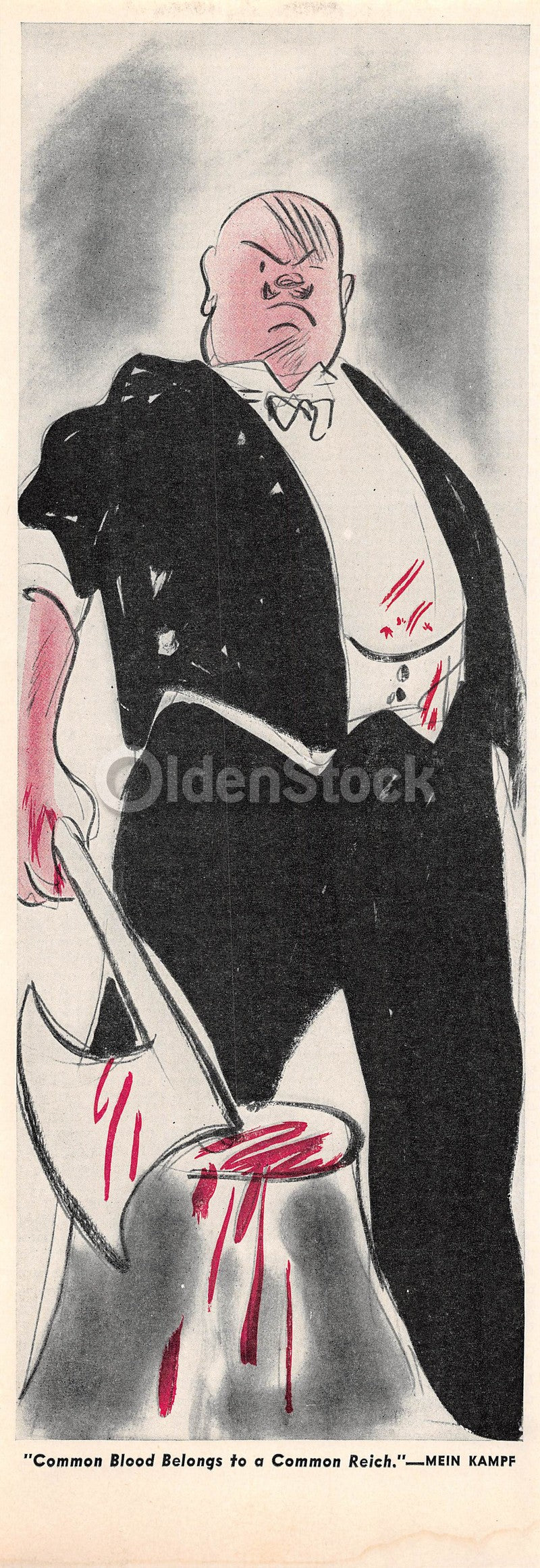 Hitler's Mein Kampf Quite Common Reich Vintage Anti-German WWII Graphic Art Cartoon