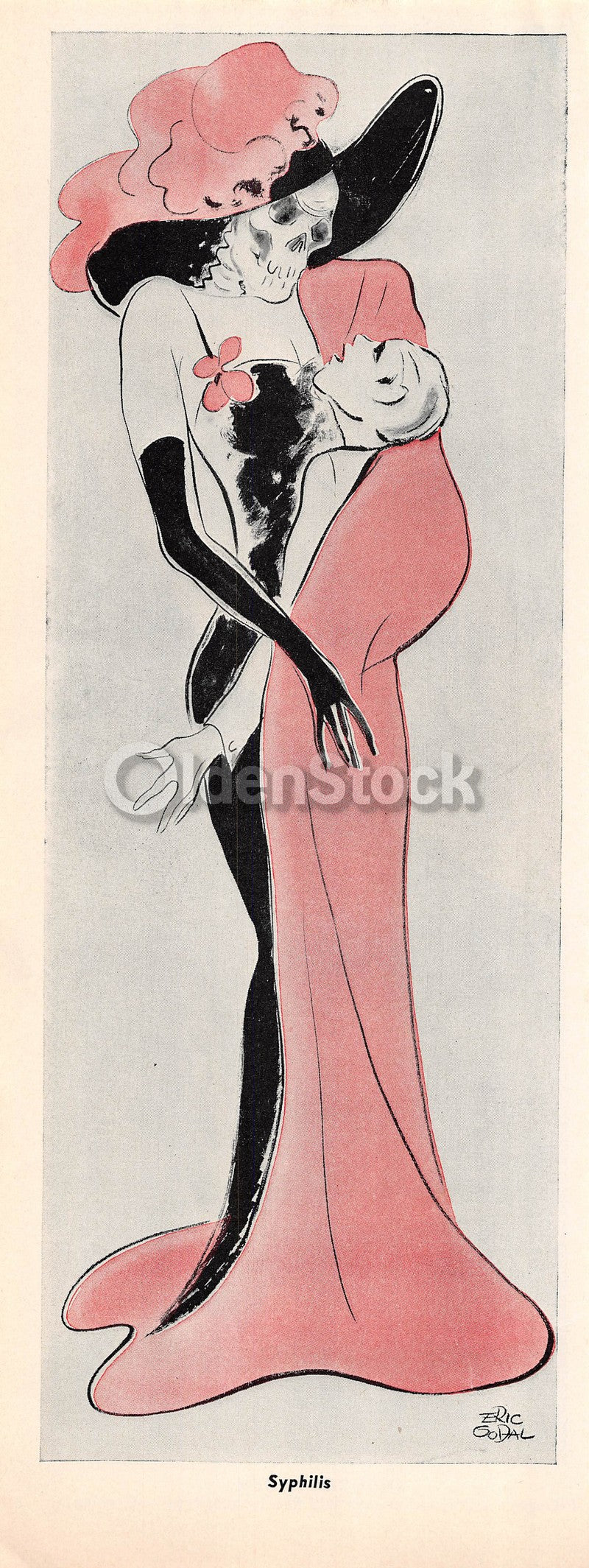 Syphilis Seductive Dance of Death Vintage 1930s Public Health Political Cartoon
