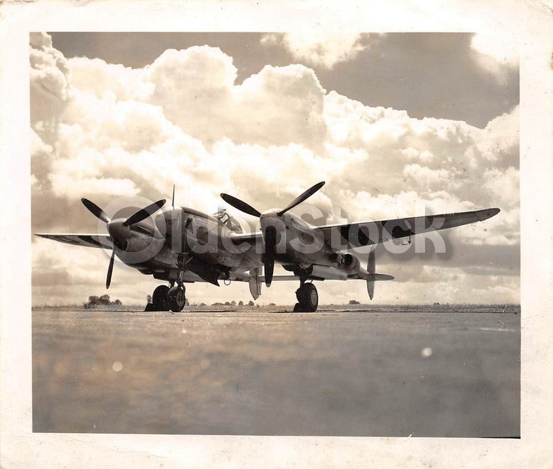 WWII Pin-up Nose Art P38 Lightning Fighter Plane Vintage Snapshot Photo