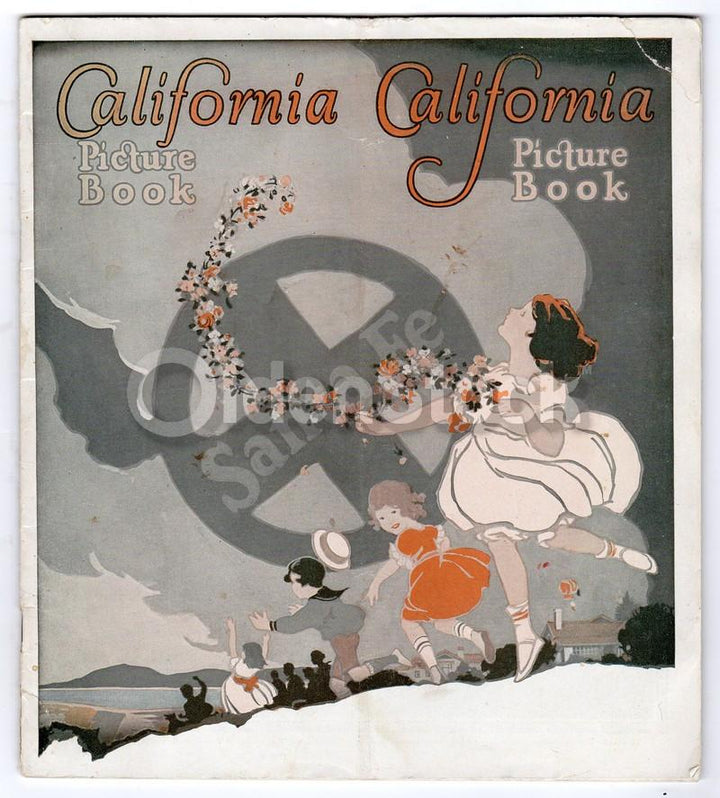 Lovely California Santa Fe Railroad Antique Graphic Advertising Travel Brochure