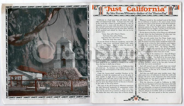 Lovely California Santa Fe Railroad Antique Graphic Advertising Travel Brochure