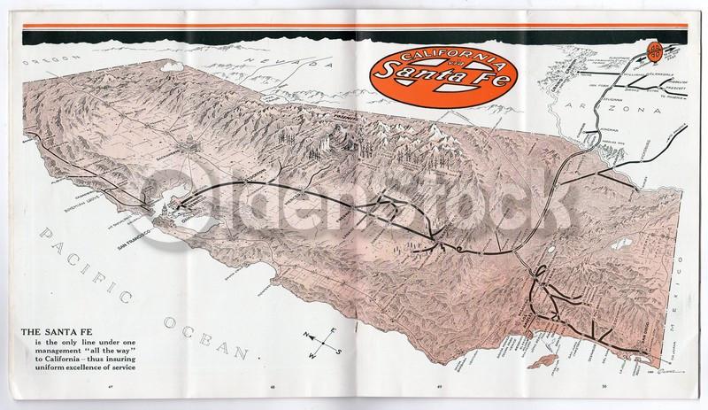 Lovely California Santa Fe Railroad Antique Graphic Advertising Travel Brochure