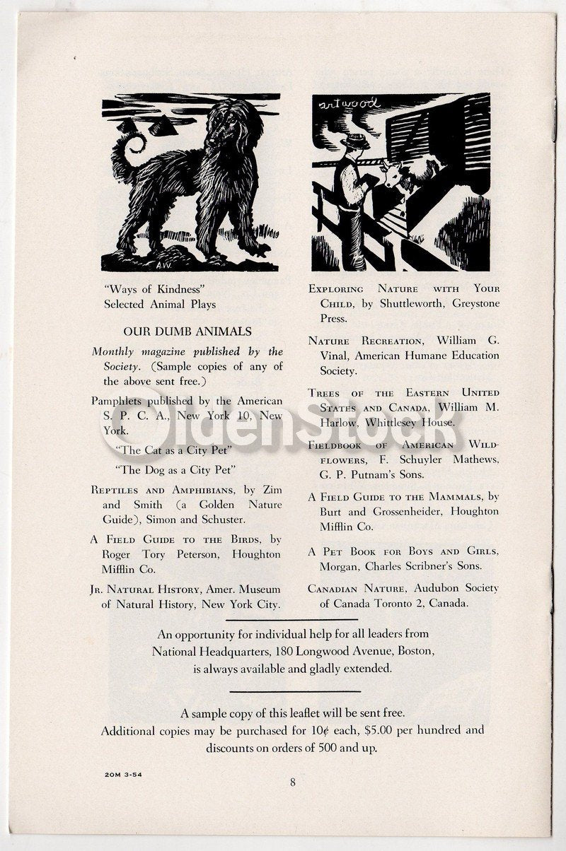 Teachings About Animals Vintage Graphic Illustrated Humane Society Educational Booklet