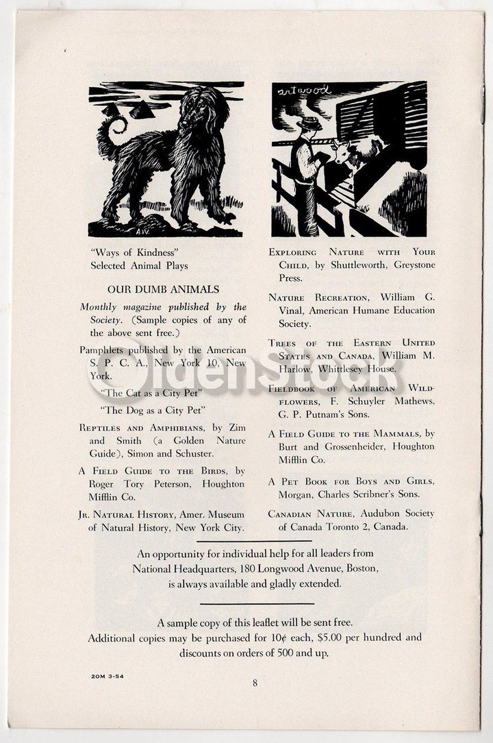 Teachings About Animals Vintage Graphic Illustrated Humane Society Educational Booklet