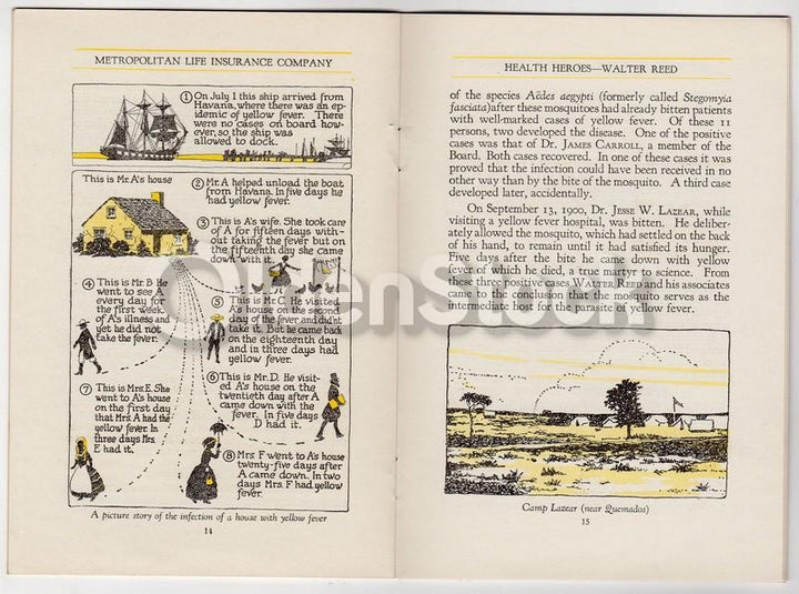 Walter Reed Yellow Fever Doctor Antique Graphic History Booklet 1926