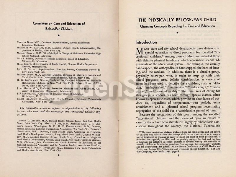 Care for Handicap Children Vintage 1940s Special Needs Medical Booklet