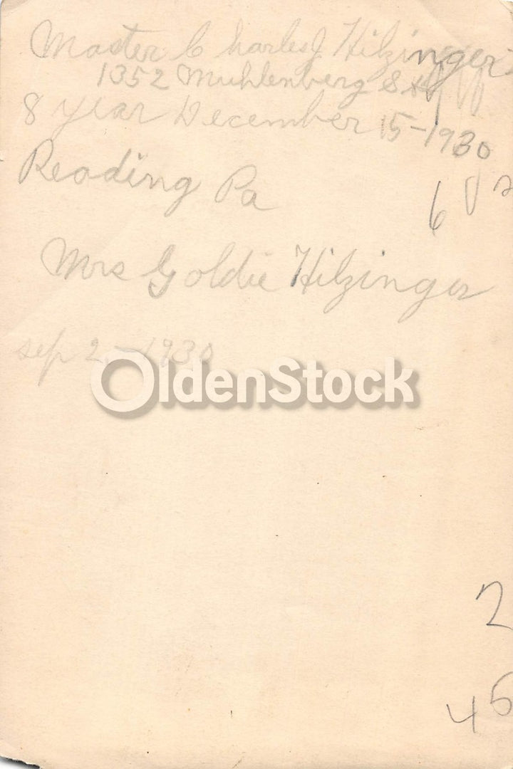 Sullen Little Boy in Suit with Great Socks Reading PA Antique Snapshot Photo