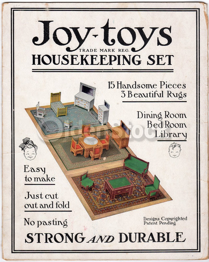 Joy Toys Housekeeping Set Antique Children's Paper Dollhouse Play Set