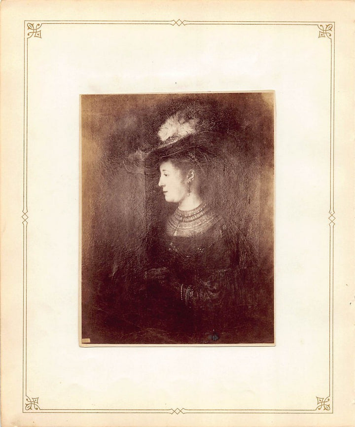 Young Woman Rembrandt Painting Antique Albumen Print Photo c.1900