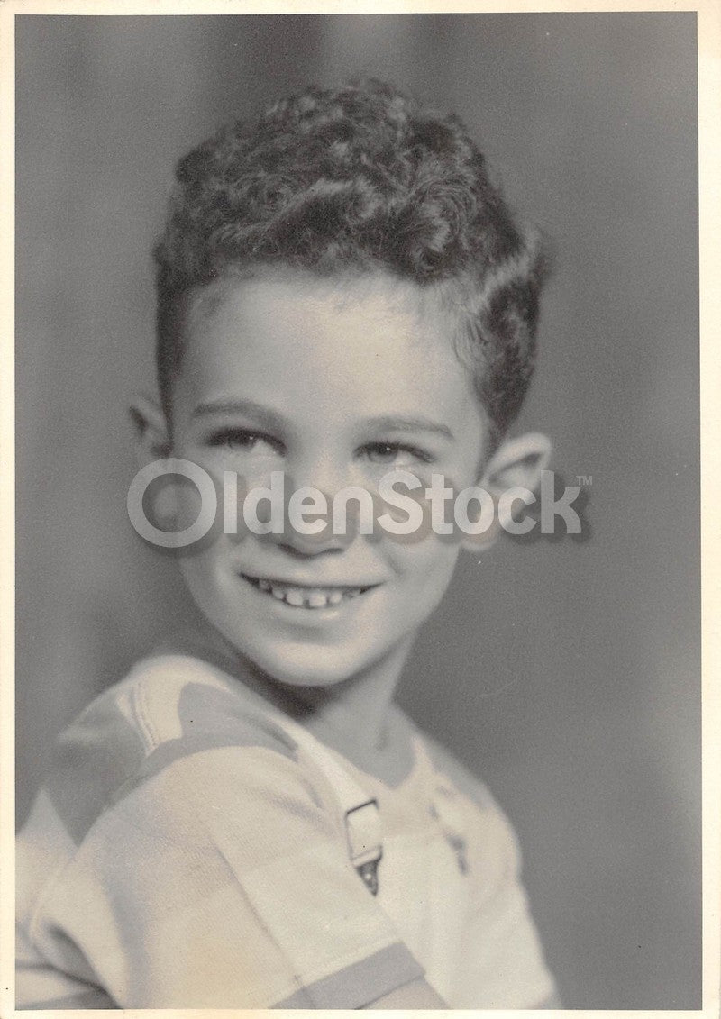 Sweet Dapper Little Curly Hair Boy Excellent Vintage Snapshot Photo