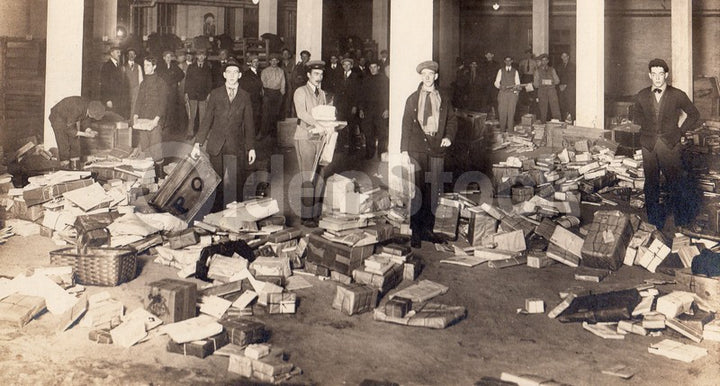 Portland Maine Post Office Mail Sorting Room Antique Occupational Photo on Board