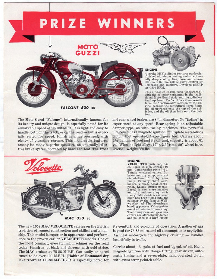 Branch Motorcycle Sales Los Angeles Moto Guzzi & Velocette Advertising Letter 1951