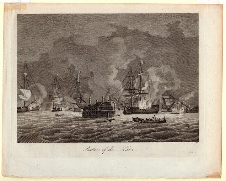 Horatio Nelson Naval Battle of the Nile Antique Nautiical Engraving Print