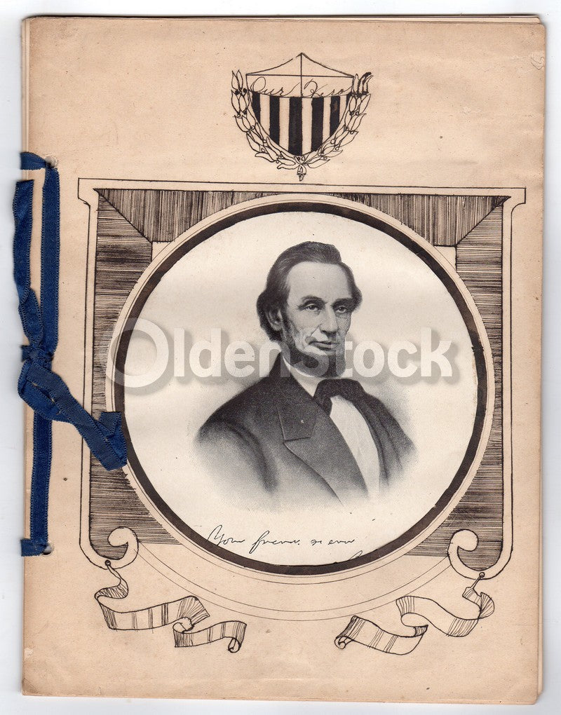President Abraham Lincoln Antique Folk Art Educational Biography History Book 1919