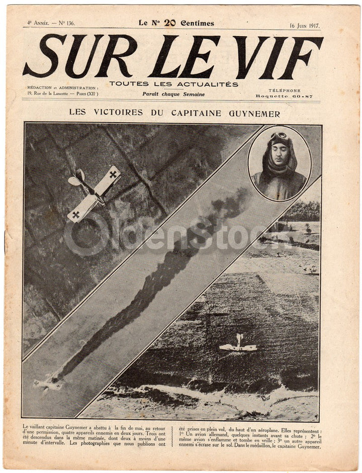 Georges Guynemer French Fighter Pilot Antique WWI Military News Magazine 1917