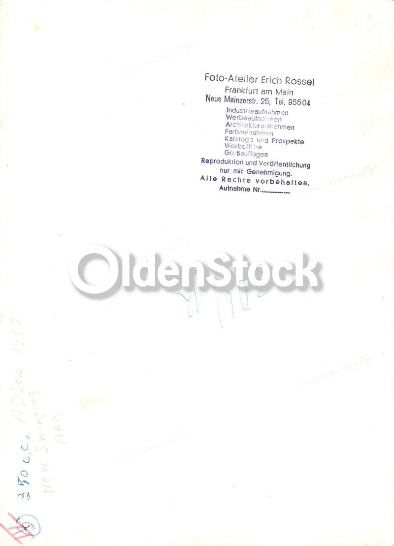 Adler 350CC Motorcycle Original Vintage Advertising Photo 1957