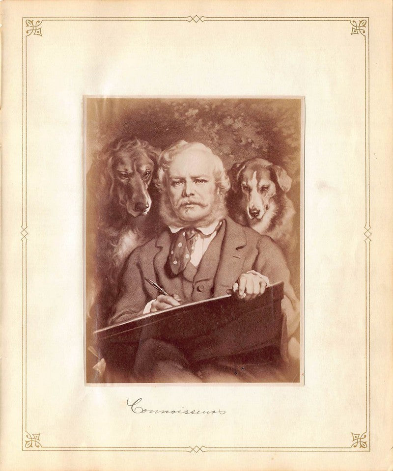 Edwin Henry Landseer Connoisseurs Dog Painting Antique Albumen Print Photo c.1900