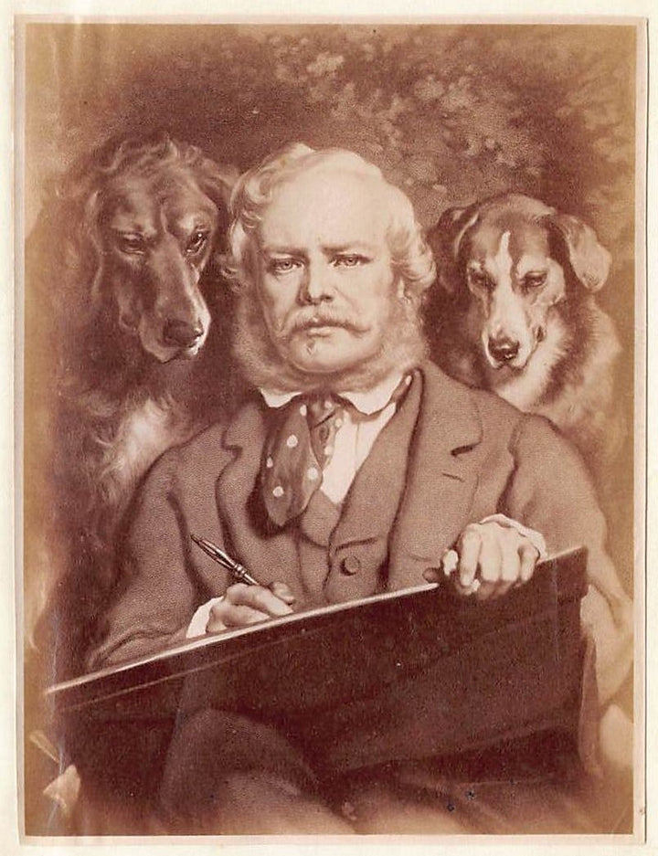 Edwin Henry Landseer Connoisseurs Dog Painting Antique Albumen Print Photo c.1900