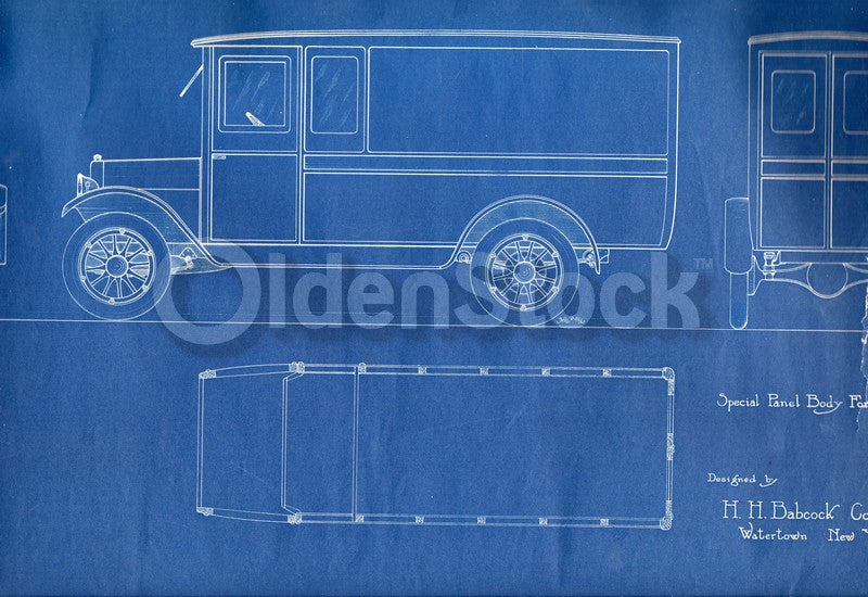 HH Babcock Truck Design Watertown NY Antique Automobile Blueprint Poster 1922
