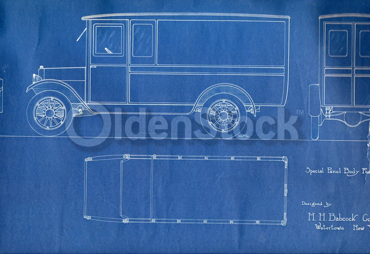 HH Babcock Truck Design Watertown NY Antique Automobile Blueprint Poster 1922