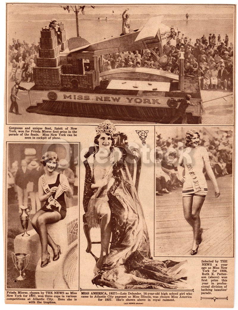 Miss America 1927 Beauty Pageant Girls Antique News Photo Print
