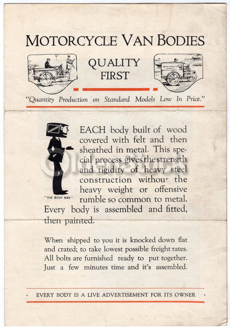 Winter Weiss Motorcycle Van Bodies Denver Colorado Antique Advertising Brochure