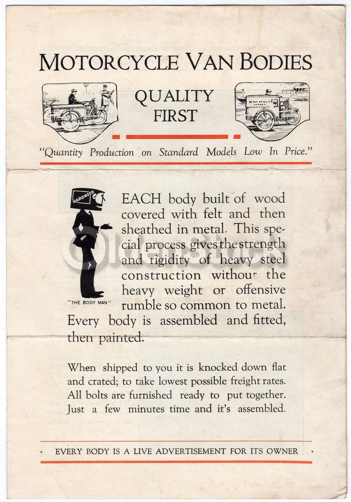 Winter Weiss Motorcycle Van Bodies Denver Colorado Antique Advertising Brochure