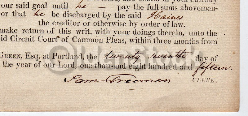 Cumberland County Massachusetts 1815 Antique Signed Legal Deed Court Document