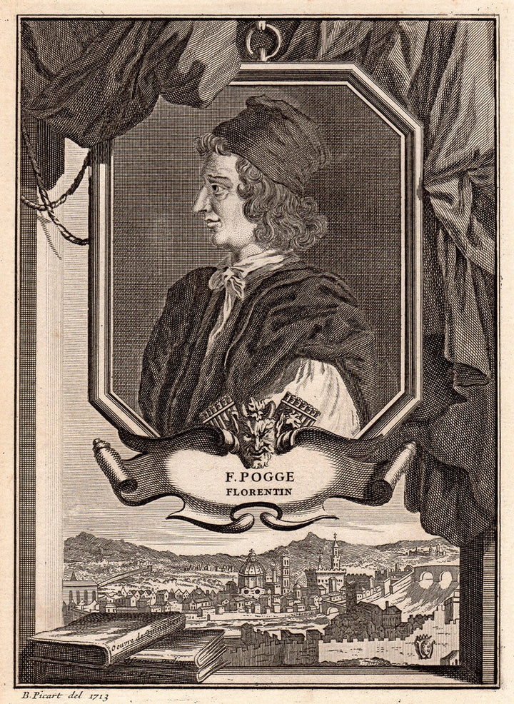 Poggio Bracciolini Italian Humanist Antique Engraving Print by Picart 1713