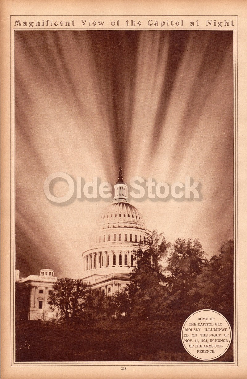 Washington DC Capitol Building Antique Americana News Poster Print 1921