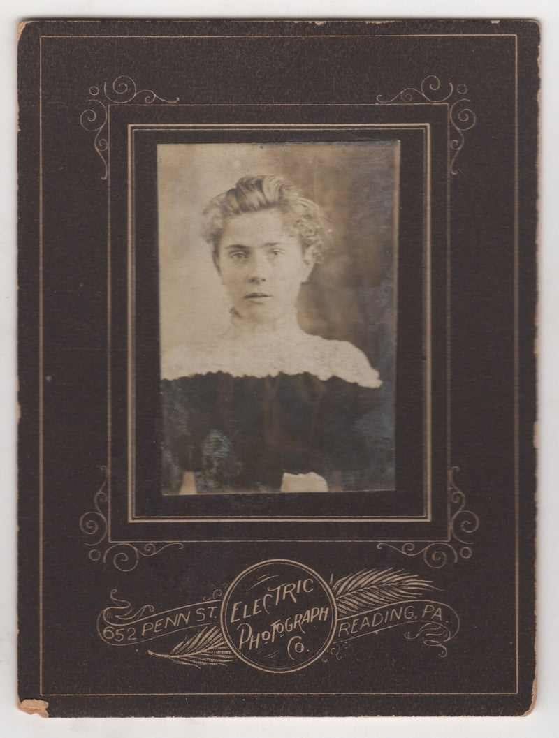 Lovely Ethnic Woman in Lace Antique Silver Print Photo on Board 1910s