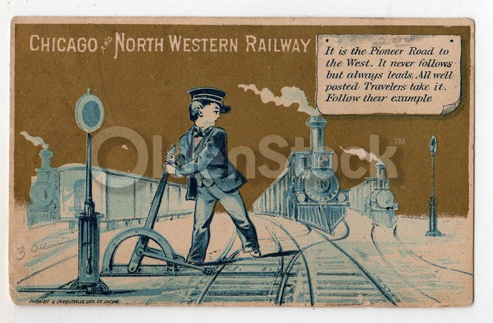Chicago Northwestern Railway Train Switch Conductor Antique Trade Card