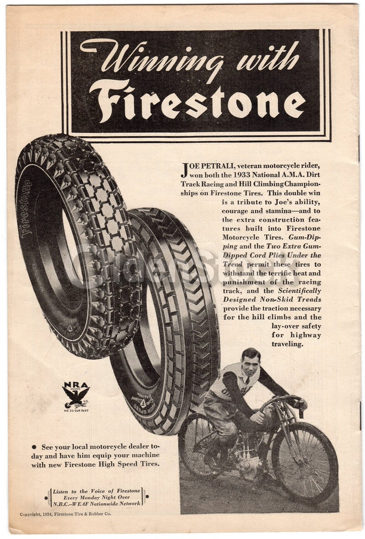 Joe Petrali Windy Lindstrom Hollywood Hill Climb Motorcycle Race Program 1934