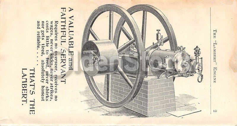 Lambert Gas Engines Philadelphia PA Farming Antique Graphic Advertising Sales Brochure