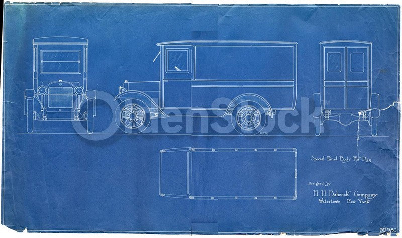 HH Babcock Truck Design Watertown NY Antique Automobile Blueprint Poster 1922
