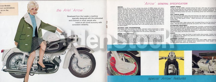 Ariel Leader, Arrow, and Super Sport Motorcycles Vintage Advertising Brochure 1962