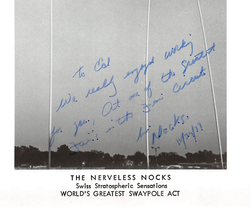 Nerveless Nocks Swaypole Circus Acrobats Original Autograph Signed Promo Photo