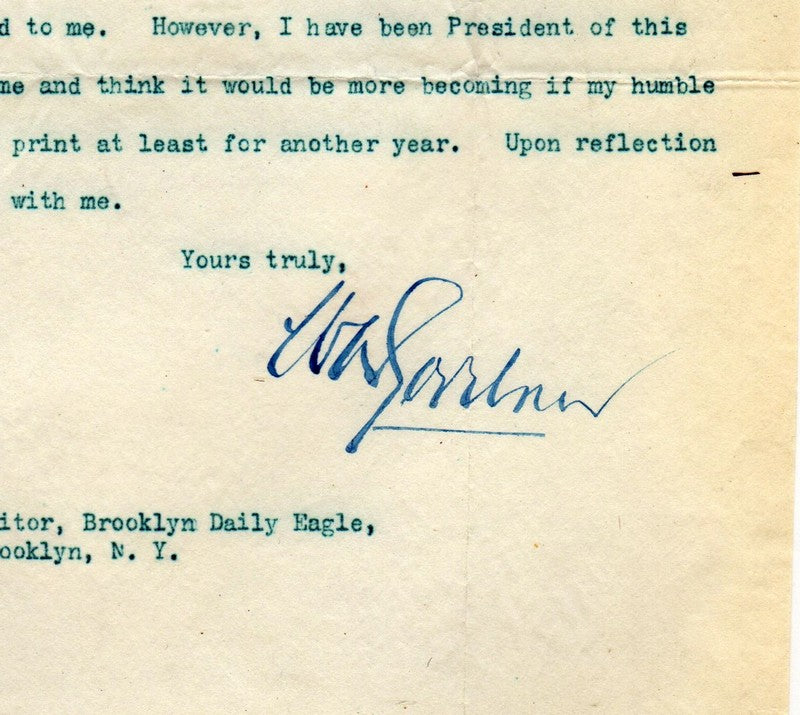 W. A. Gardner Chicago North Western Railroad President Autograph Signed Letter 1910