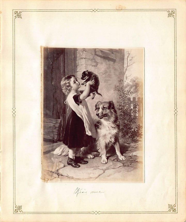 George Augustus Holmes Dog and Puppy Painting Antique Albumen Print Photo c.1900