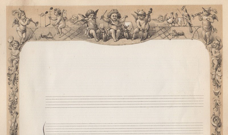 Cute Cherubs Antique Illustrated Blank Sheet Music by Hochstein