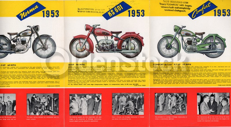 Zundapp Motorcycles Norma KS601 Comfort Vintage Graphic Advertising Brochure 1953
