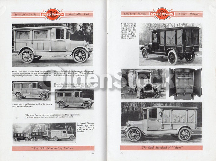 REO Speedwagon Hearse Ambulance Fire Truck Antique Graphic Advertising Booklet