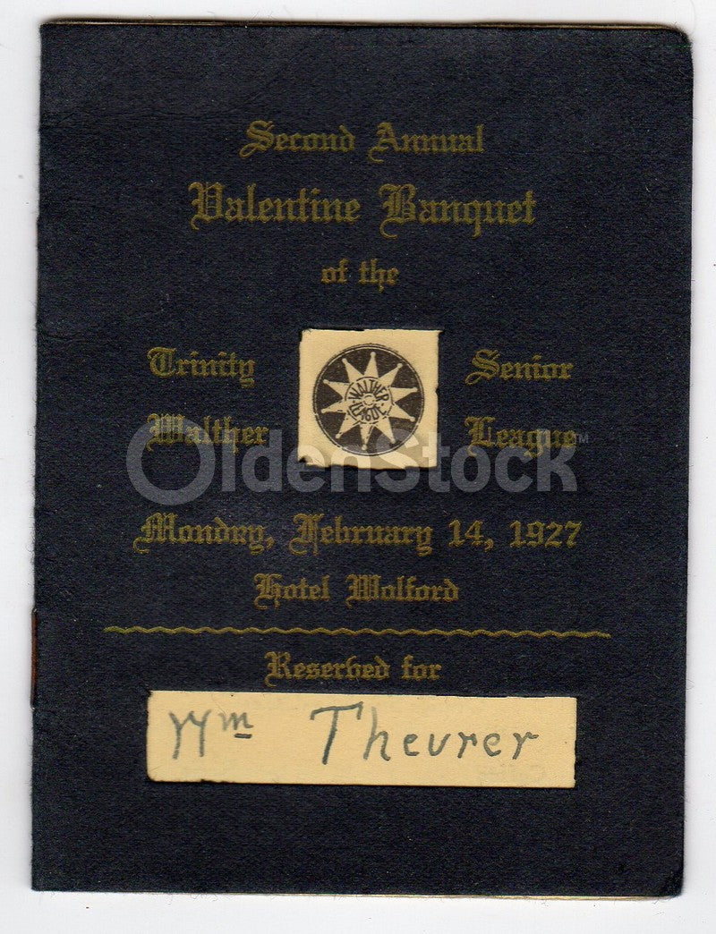 Trinity Mather School Hotel Wolford Illinois Valentine's Dance Antique Dinner Menu
